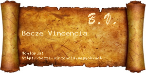 Becze Vincencia névjegykártya